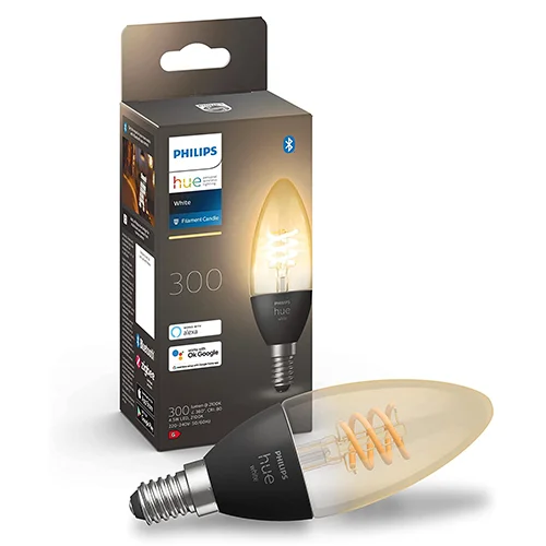 Philips Hue White Filament Candle Smart LED Bulb E14
